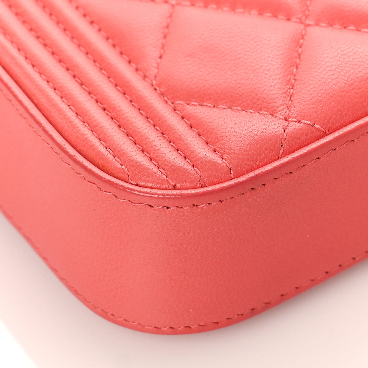 Chanel Lambskin Quilted Small Boy Clutch With Chain Coral 8 of 9