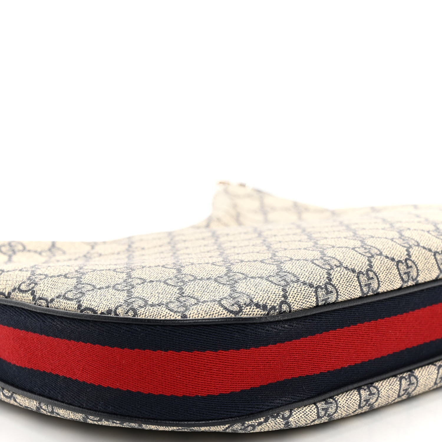 Gucci GG Supreme Monogram Textured Calfskin Web Large Attache Shoulder Bag Beige Blue 8 of 9