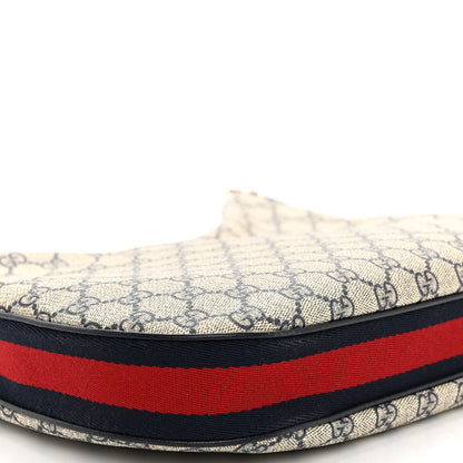 Gucci GG Supreme Monogram Textured Calfskin Web Large Attache Shoulder Bag Beige Blue 8 of 9