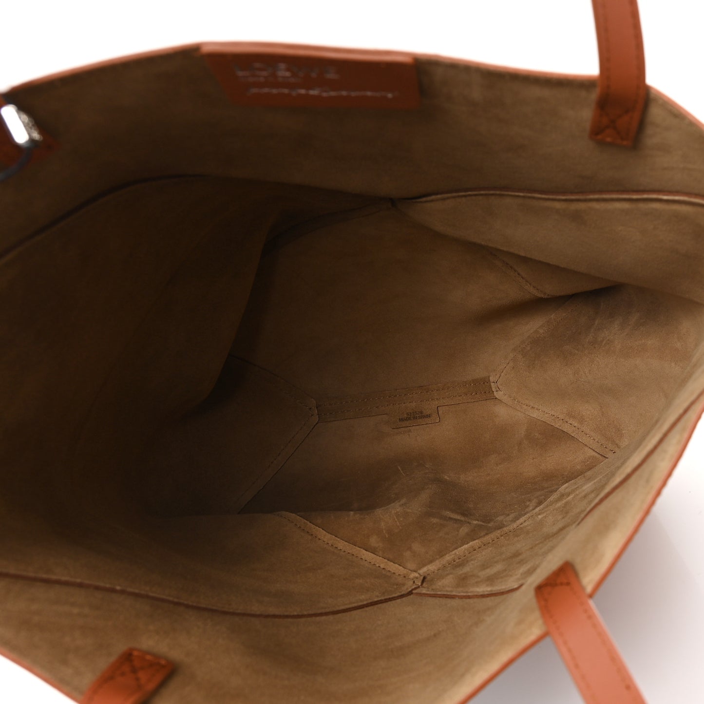 x Albers Calfskin Medium Puzzle Fold Tote Caramel Bright Green