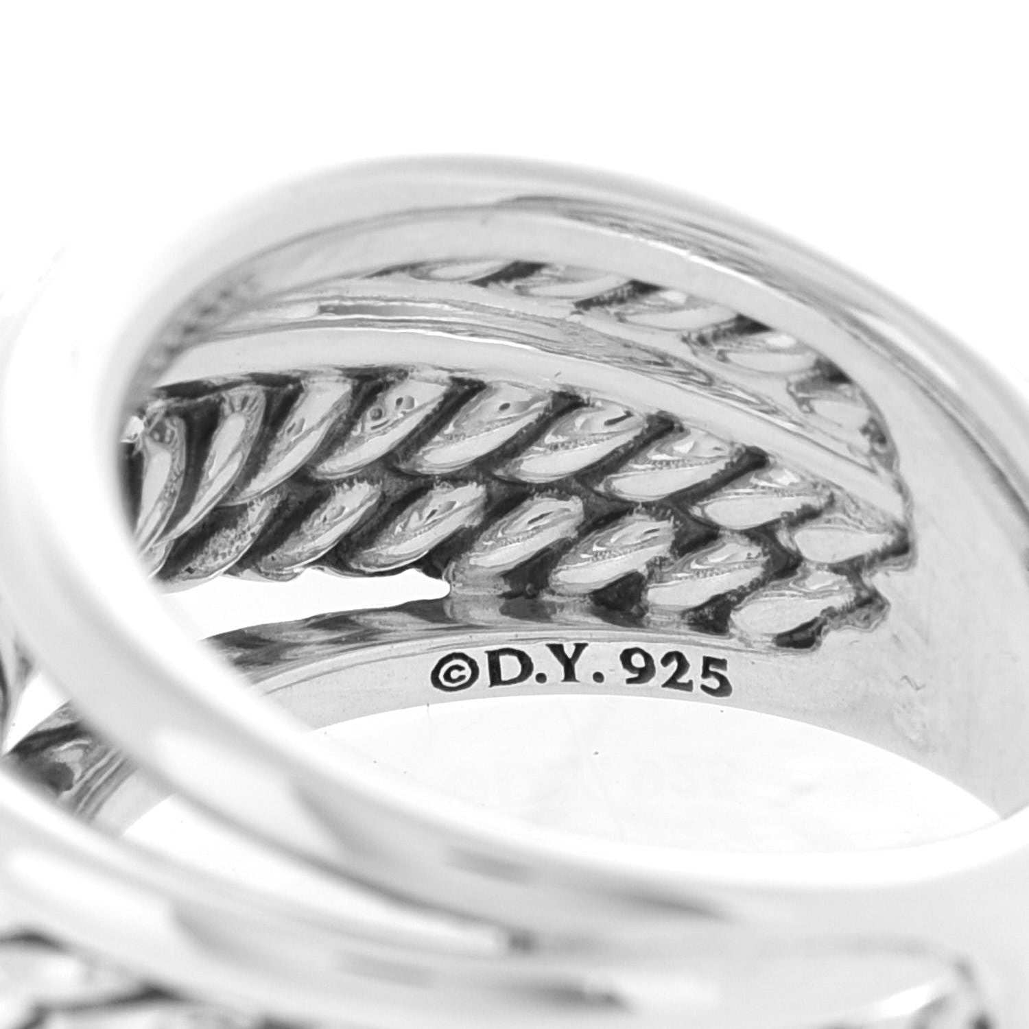 David Yurman Sterling Silver 15mm Narrow Crossover Cable Ring 54 7 4 of 4