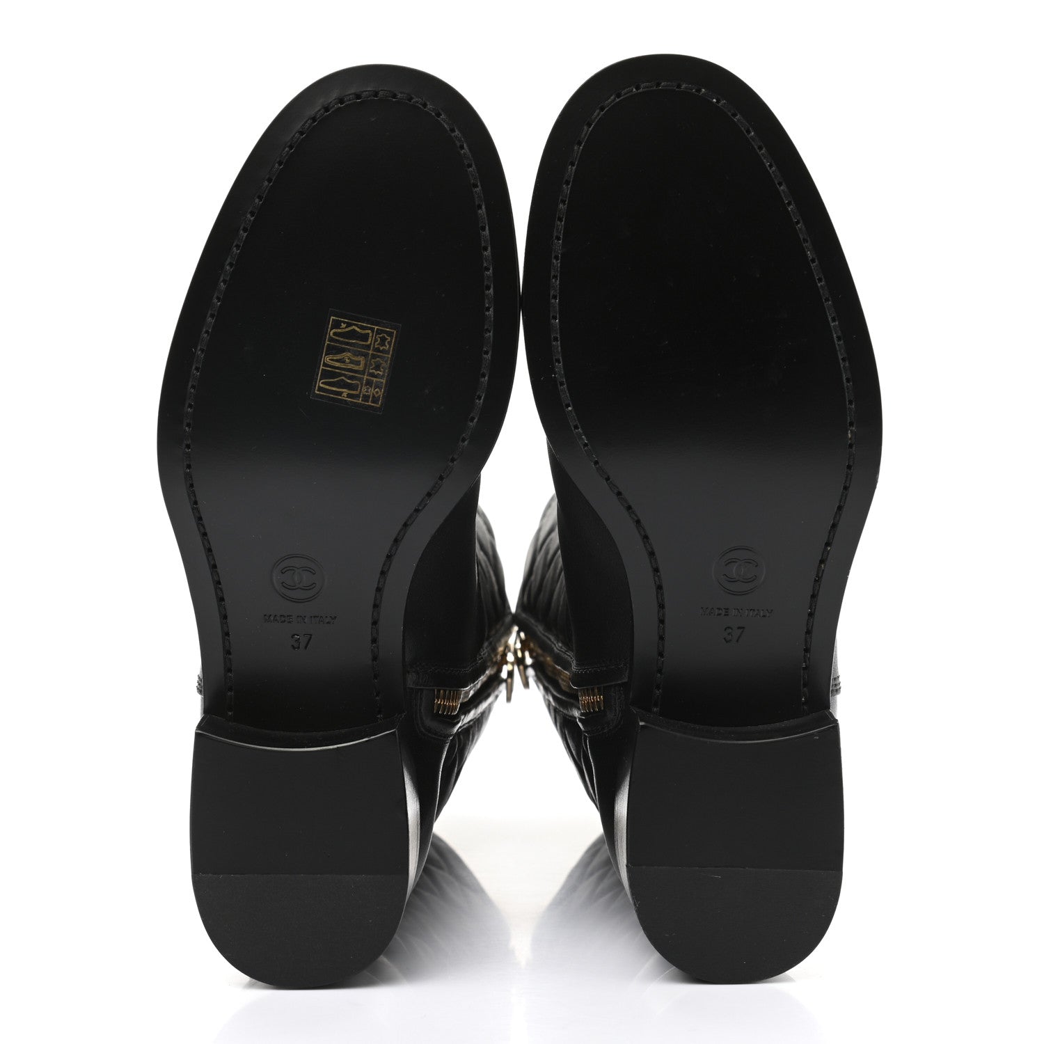Chanel Calfskin CC Boots 37 Black 6 of 9