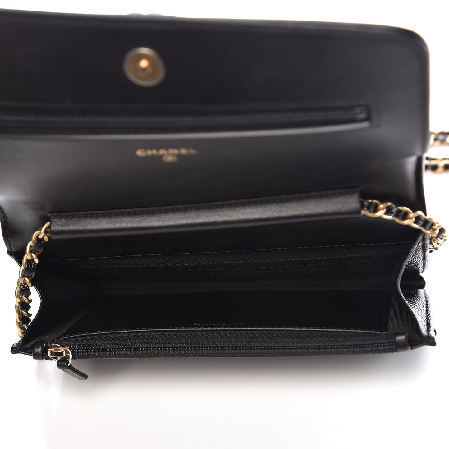 Caviar Chevron Quilted Boy Wallet On Chain WOC Black