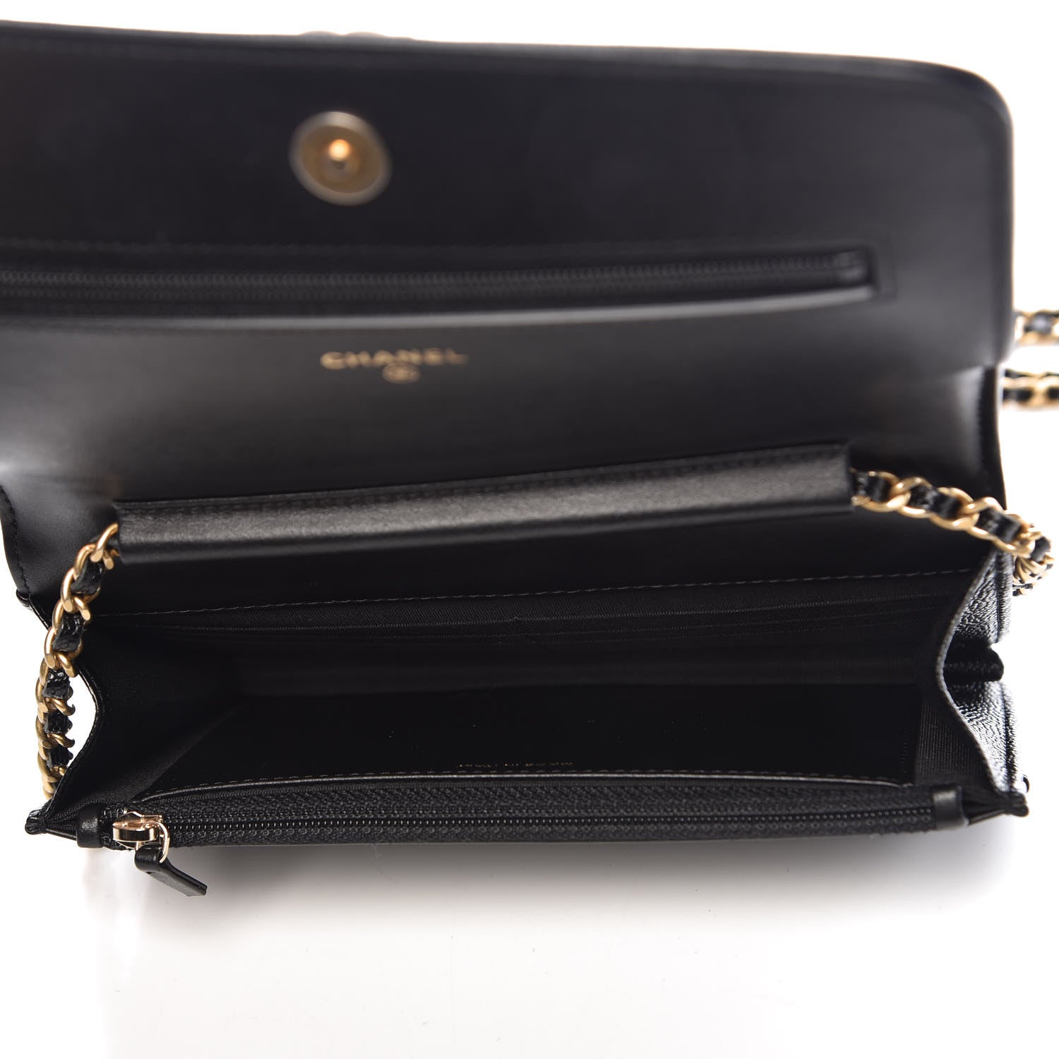 Chanel Caviar Chevron Quilted Boy Wallet On Chain WOC Black 5 of 11