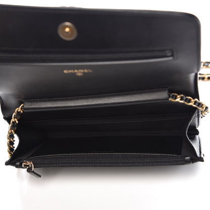 Chanel Caviar Chevron Quilted Boy Wallet On Chain WOC Black 5 of 11