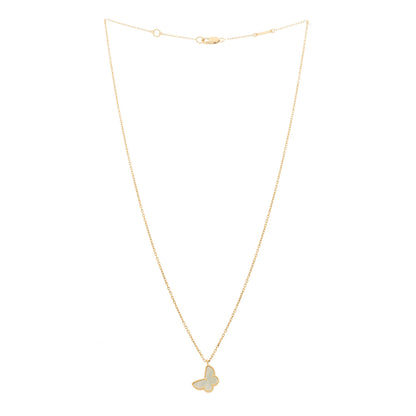 Van Cleef & Arpels 18K Yellow Gold Mother of Pearl Sweet Alhambra Butterfly Pendant Necklace 3 of 6