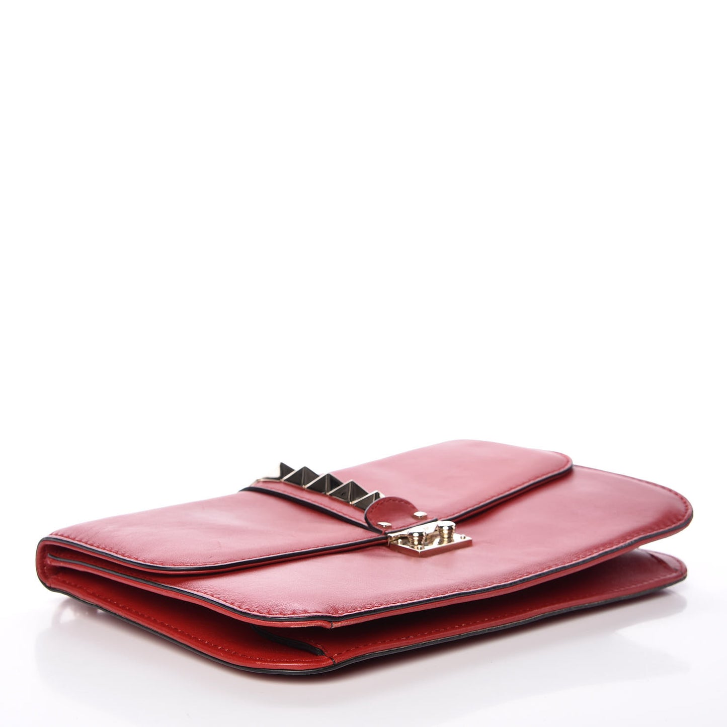 Vitello Large Glam Lock Rockstud Flap Red