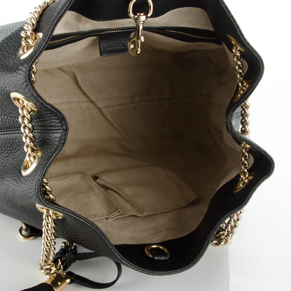 Gucci Pebbled Calfskin Medium Soho Chain Shoulder Bag Black 5 of 7