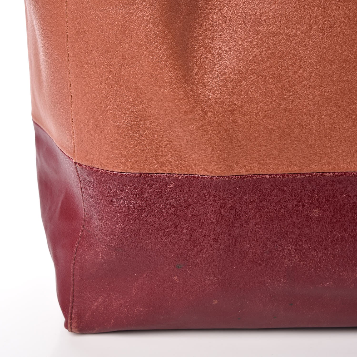 Celine Lambskin Horizontal Bi-Color Cabas Peach Rust 20 of 29