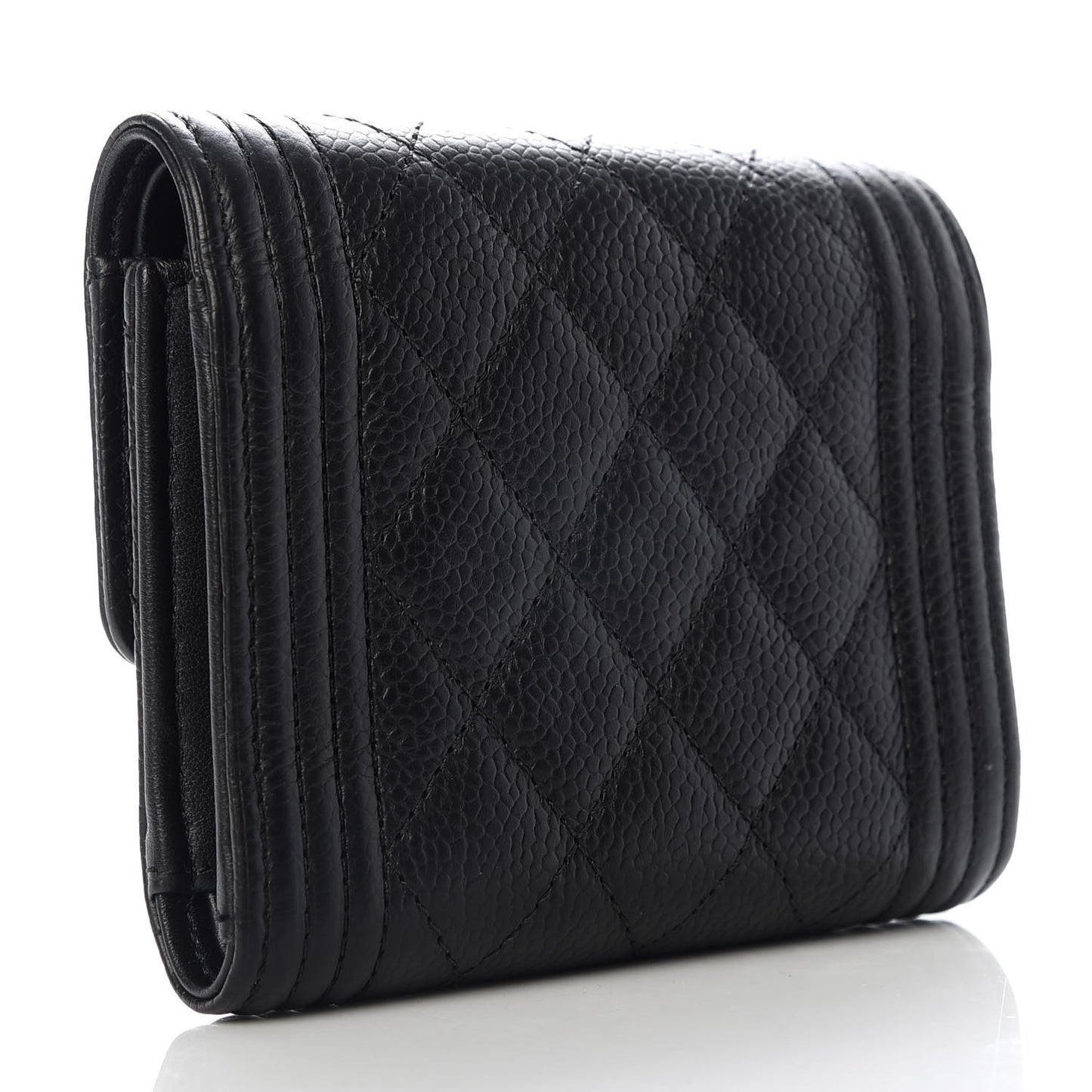 Caviar Quilted Compact Boy Wallet Black
