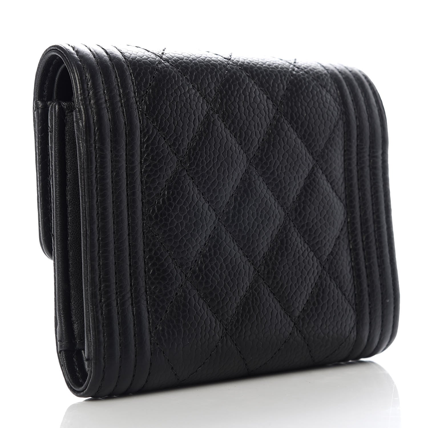 Chanel Caviar Quilted Compact Boy Wallet Black 3 of 8
