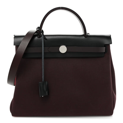 Hermes Military Toile Vache Hunter Herbag Zip PM 31 Rouge Sellier Ebene Black 1 of 15