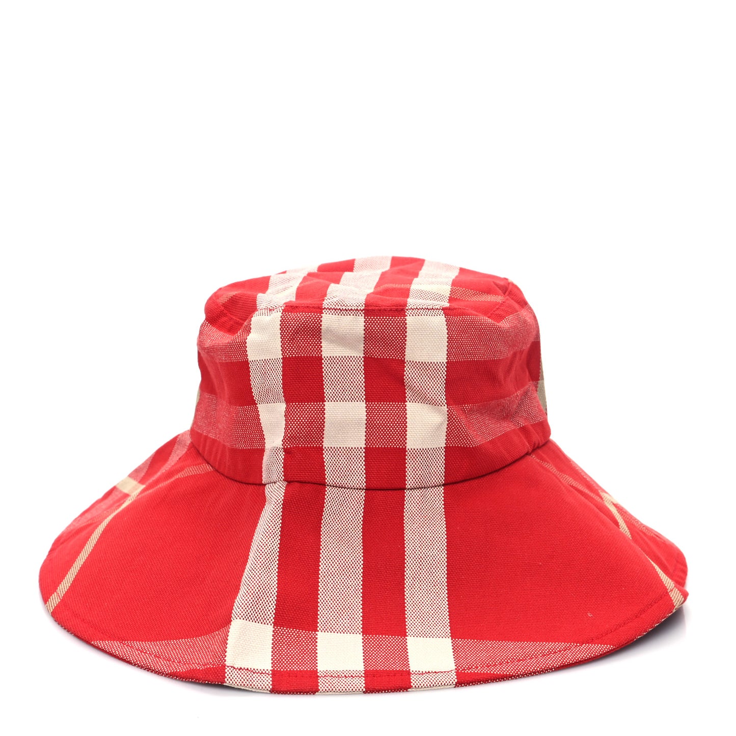 Technical Cotton Vintage Check Wide Brim Bucket Hat L Red