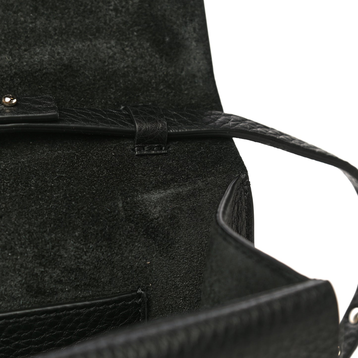 Grainy Calfskin Rockstud Double Flap Crossbody Bag Black