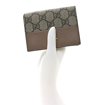 Gucci Dollar Calfskin GG Supreme Monogram GG Marmont Card Case Porcelain Rose Beige Ebony 2 of 9