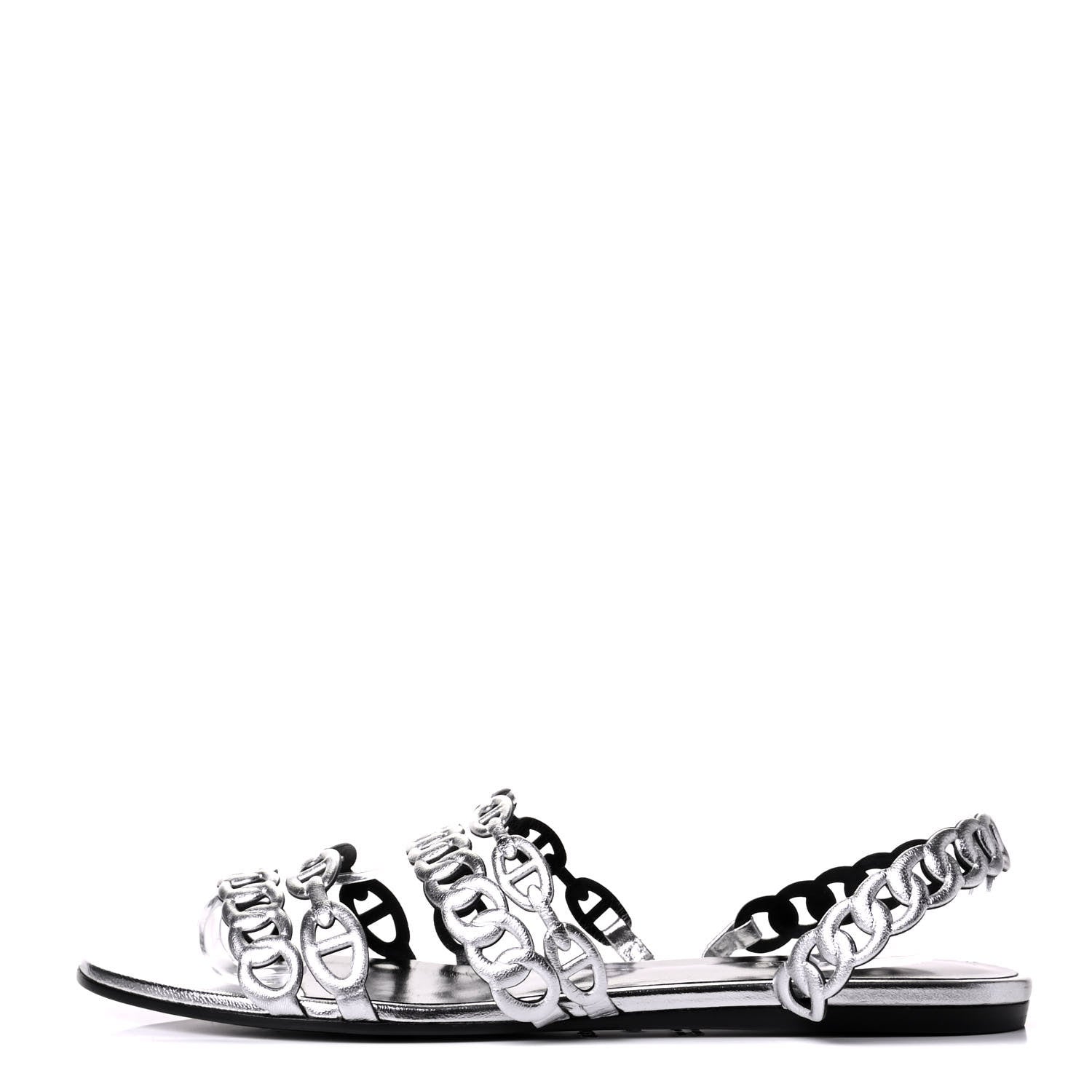 Hermes Metallic Nappa Nude Sandals 40 Argent 1 of 5