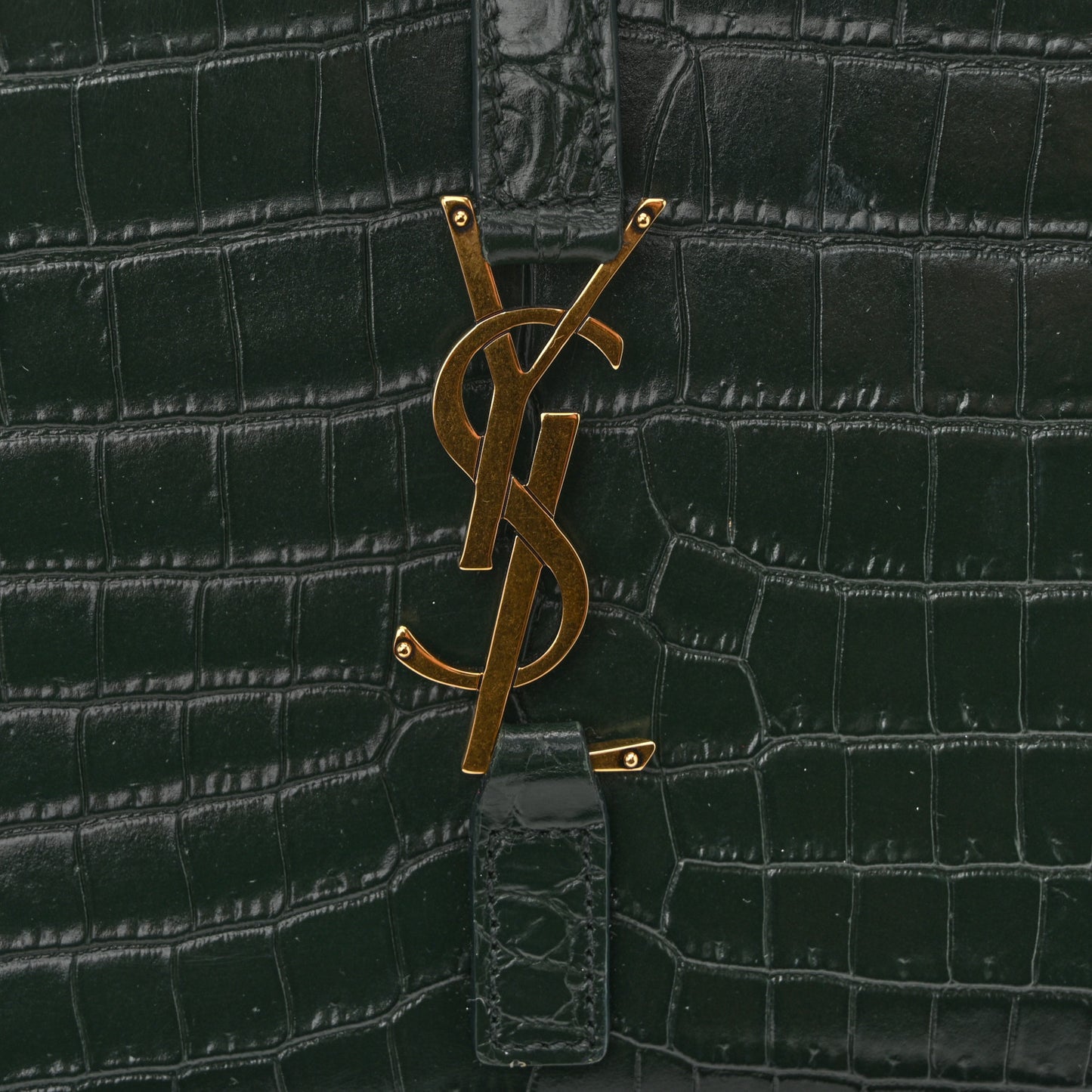 Calfskin Crocodile Embossed LE 5 A 7 Hobo Vert Fonce