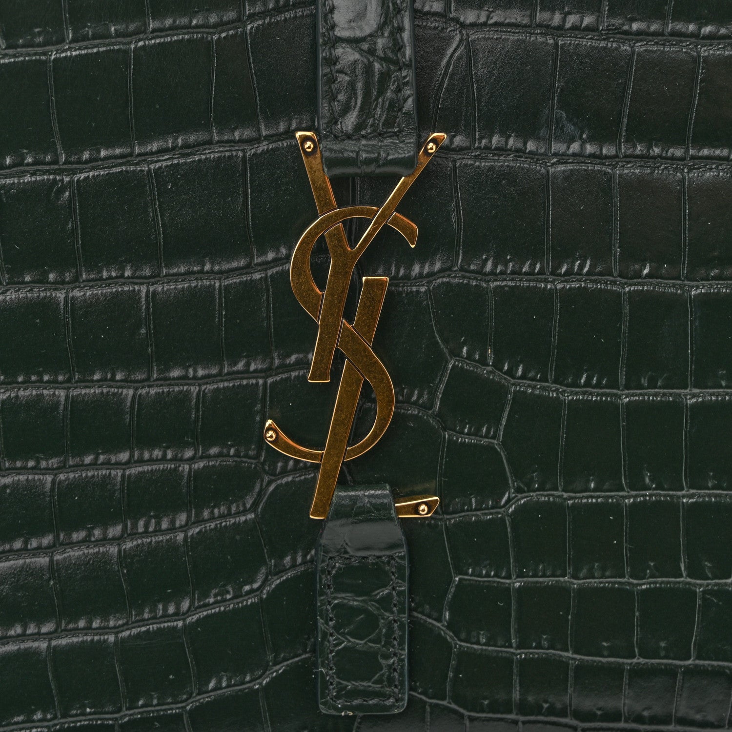 Saint Laurent Calfskin Crocodile Embossed LE 5 A 7 Hobo Vert Fonce 11 of 13