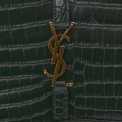 Saint Laurent Calfskin Crocodile Embossed LE 5 A 7 Hobo Vert Fonce 11 of 13