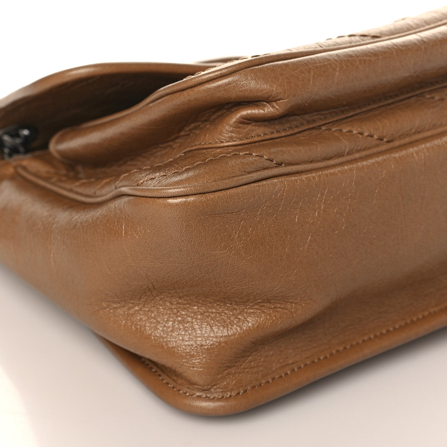 Saint Laurent Crinkled Calfskin Matelasse Monogram Medium Niki Chain Satchel Caramel 8 of 9