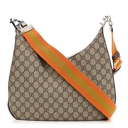 Gucci GG Supreme Monogram Textured Calfskin Web Large Attache Shoulder Bag Beige Ebony New Acero 1 of 9