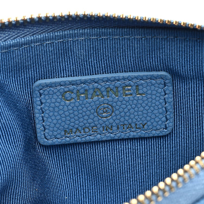 Chanel Caviar Chevron Quilted Small Cosmetic Case Blue 6 of 7