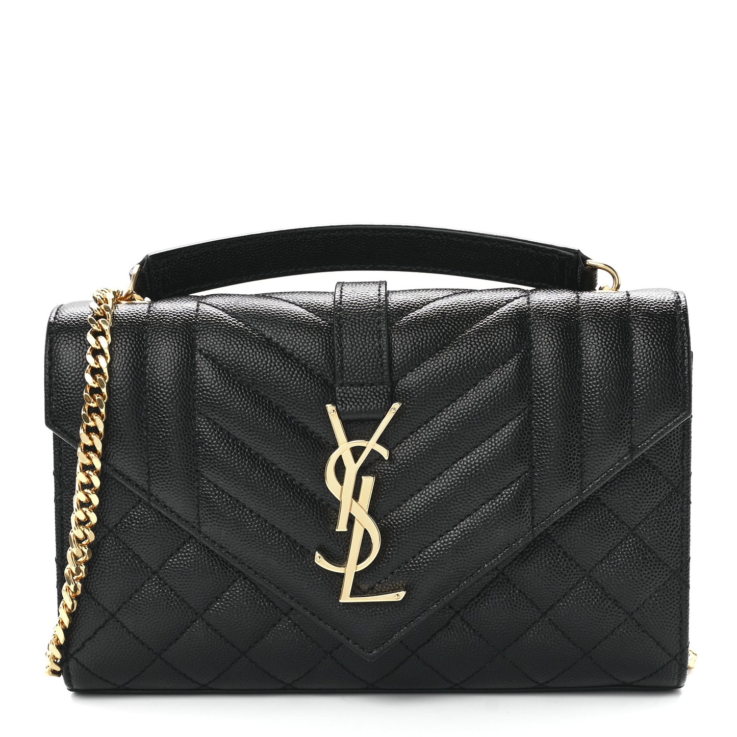 Grain De Poudre Textured Mixed Matelasse Triquilt Small Monogram Satchel Black