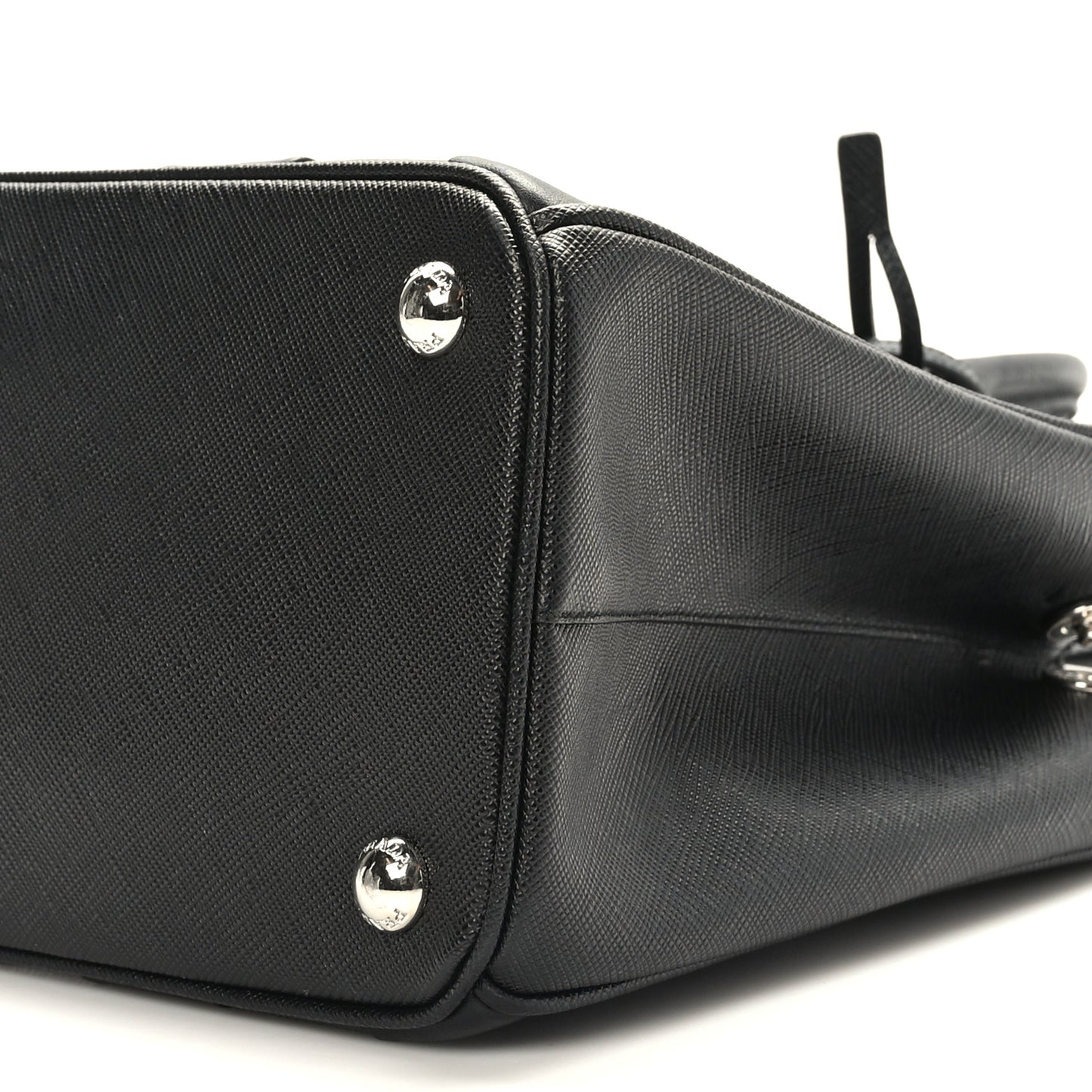 Saffiano City Calfskin Small Striped Galleria Double Zip Tote Black