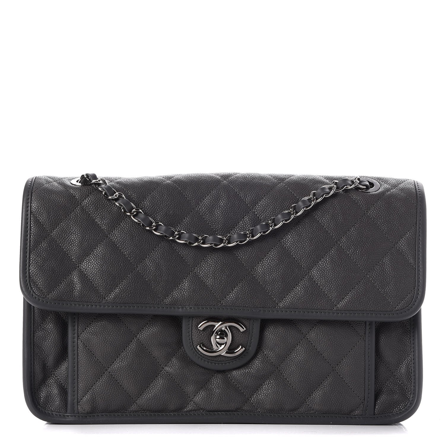 Chanel Caviar Quilted Large French Riviera Flap Dark Grey 1 of 9