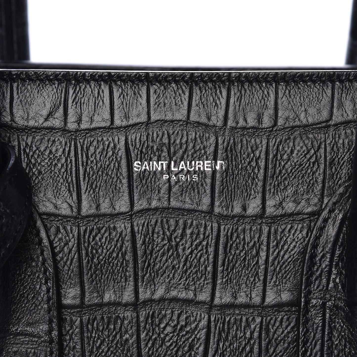 Calfskin Crocodile Embossed Small Sac de Jour Black