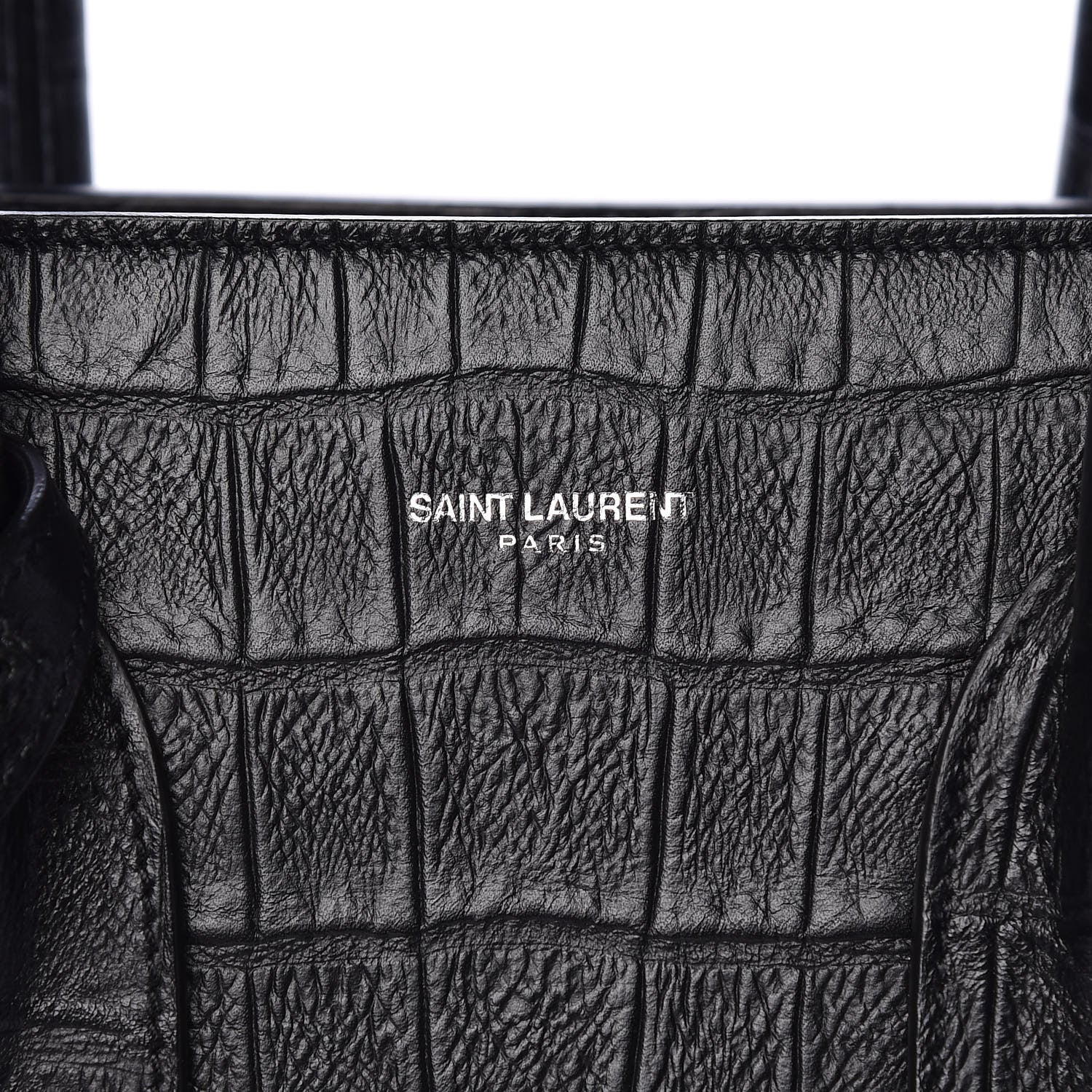 Saint Laurent Calfskin Crocodile Embossed Small Sac de Jour Black 8 of 12