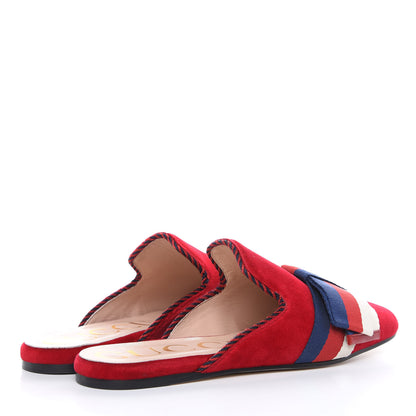 Gucci Velvet Sylvie Bow Slippers 37 Hibiscus Red 4 of 11