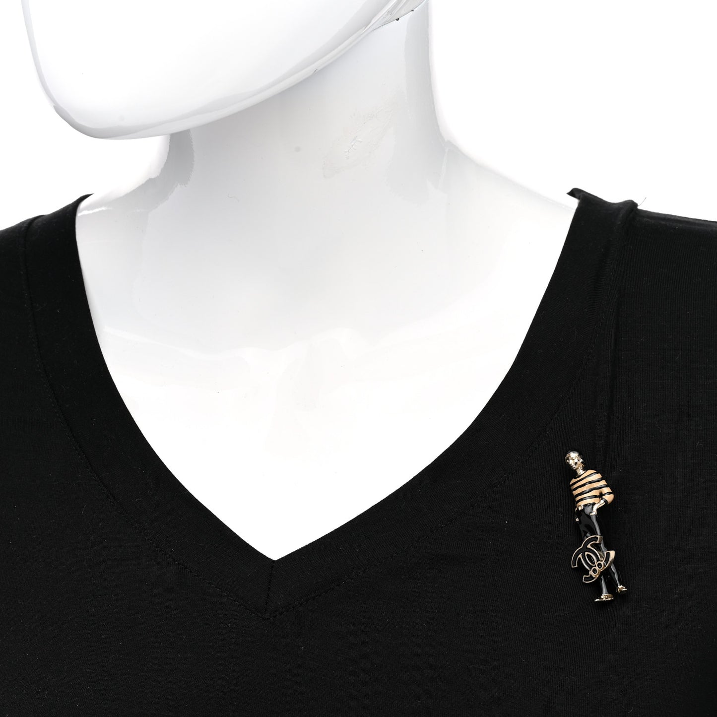 Enamel Coco Charm Brooch Black Gold
