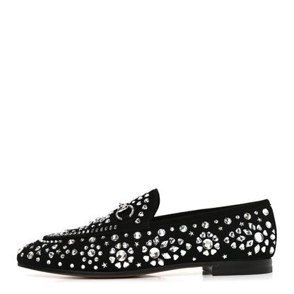 Gucci Kid Scamosciato Crystal GG Monogram Jordaan Loafer 37.5 Black 1 of 9