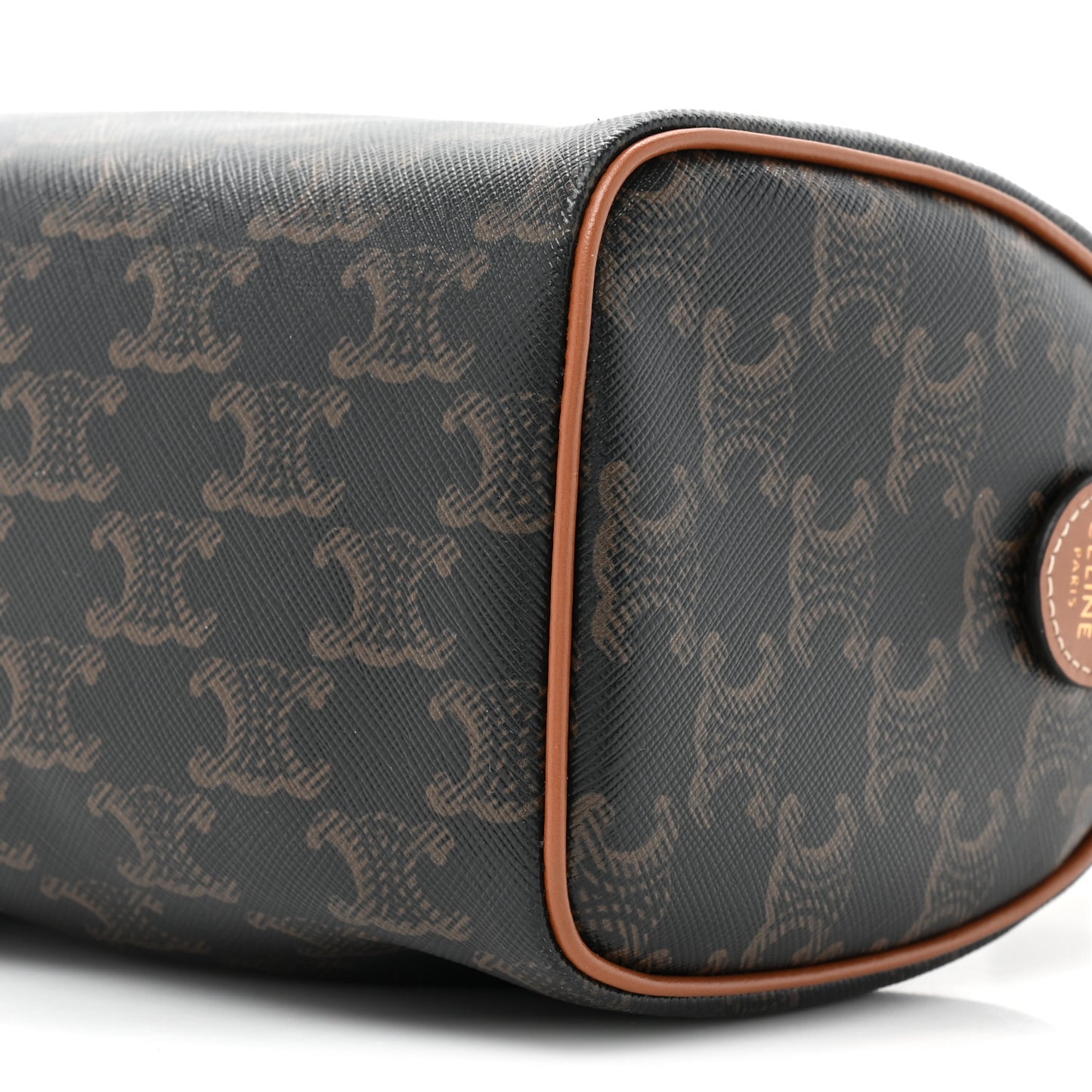 Triomphe Canvas Calfskin Small Boston Bag Tan
