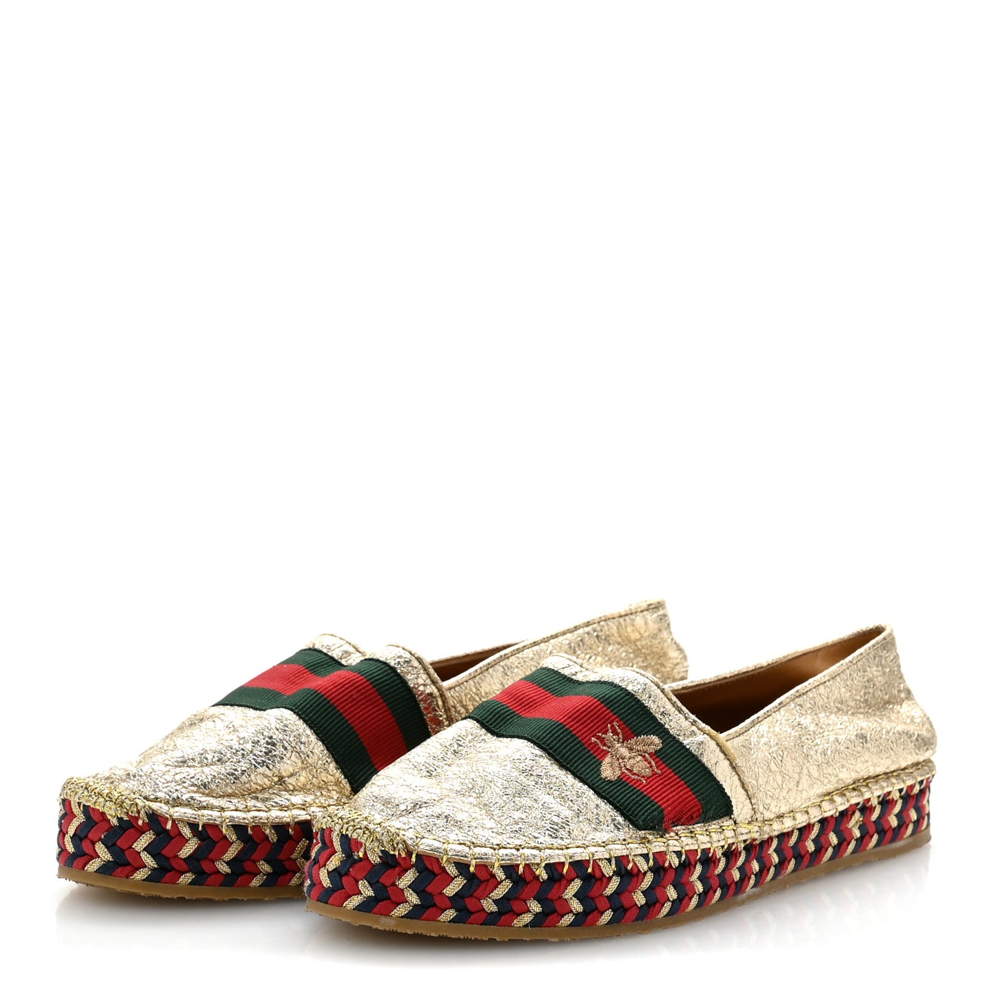 Galassia Web Bee Embroidered Espadrilles  36.5 Platino