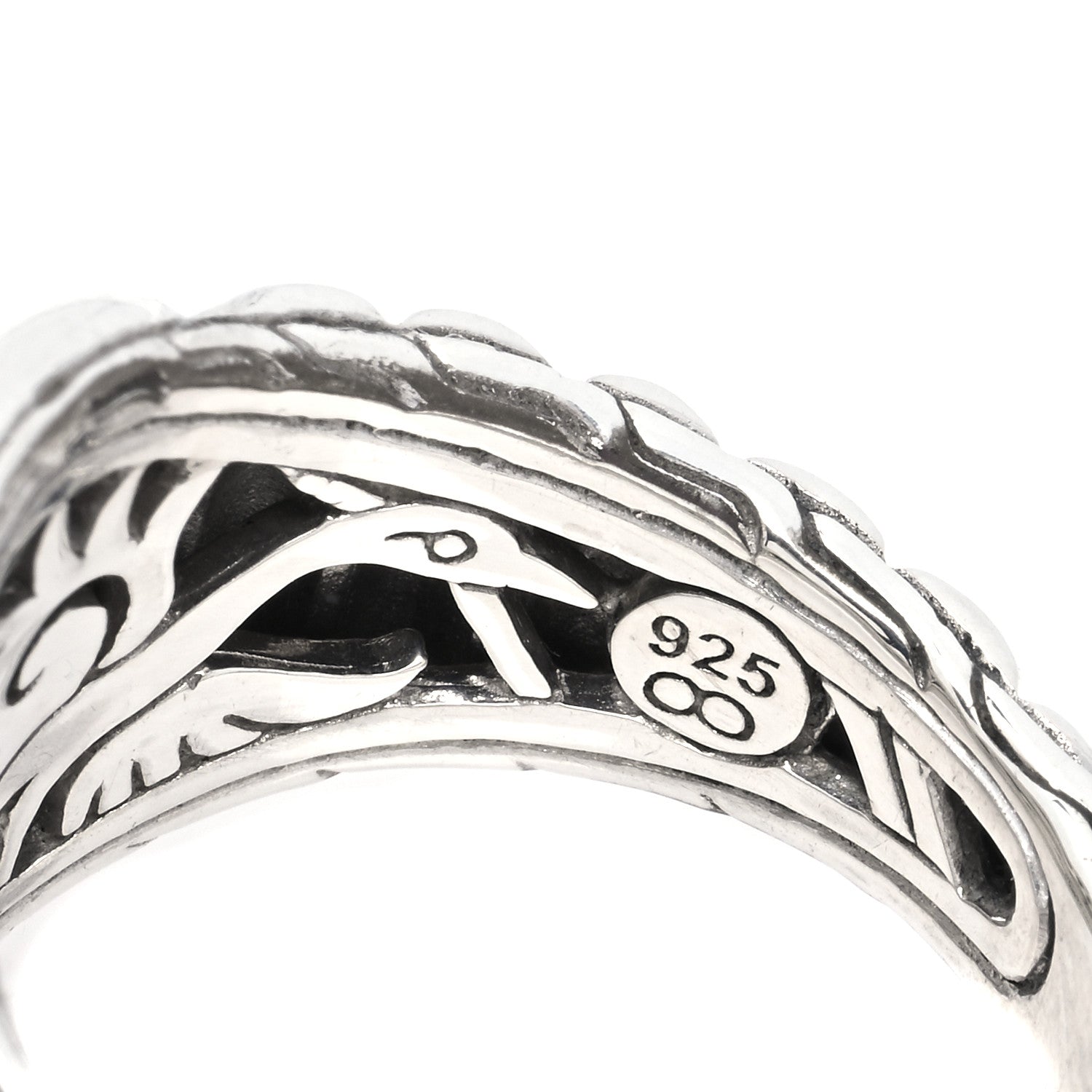 John Hardy Sterling Silver Diamond Bedeg Ring 57 8 5 of 5