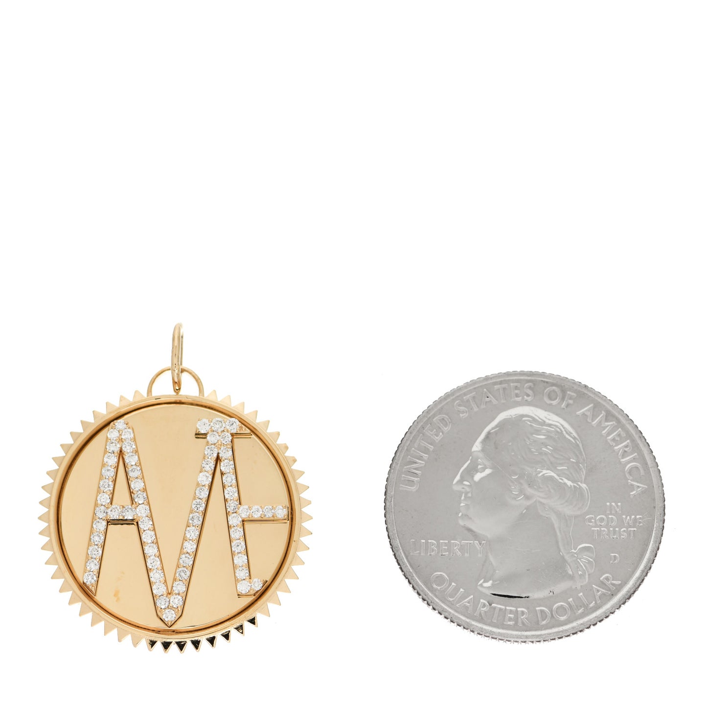 18K Yellow Gold Diamond Large Amate Love Specialty Medallion Pendant