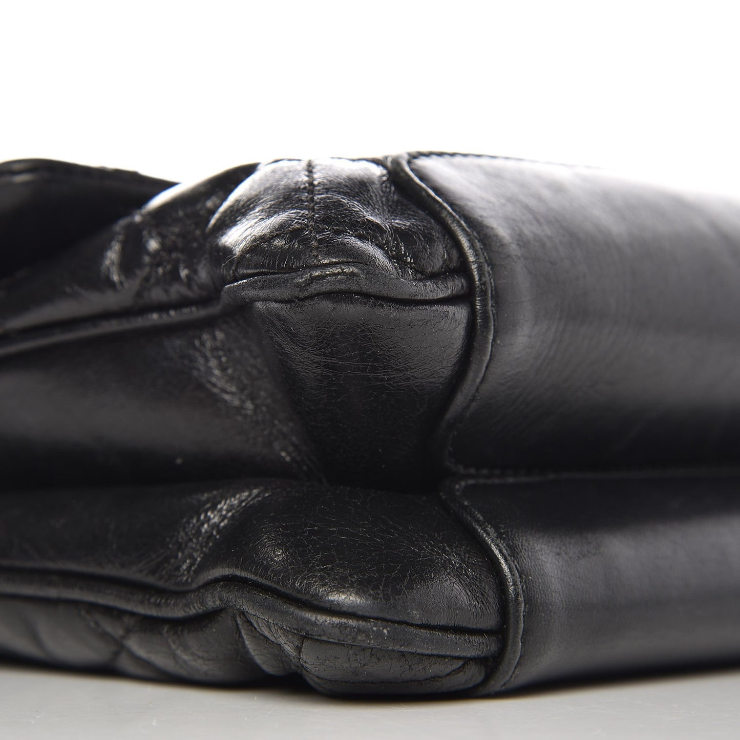 Aged Calfskin Quilted Jumbo Flap Black