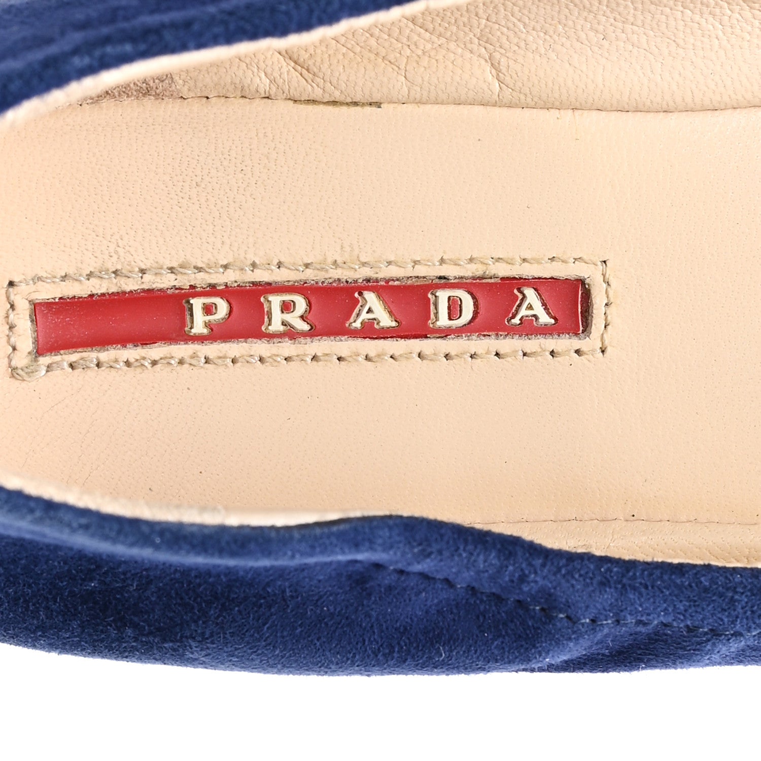 Prada Suede Bow Logo Ballerina Flats 35.5 Blue 8 of 10