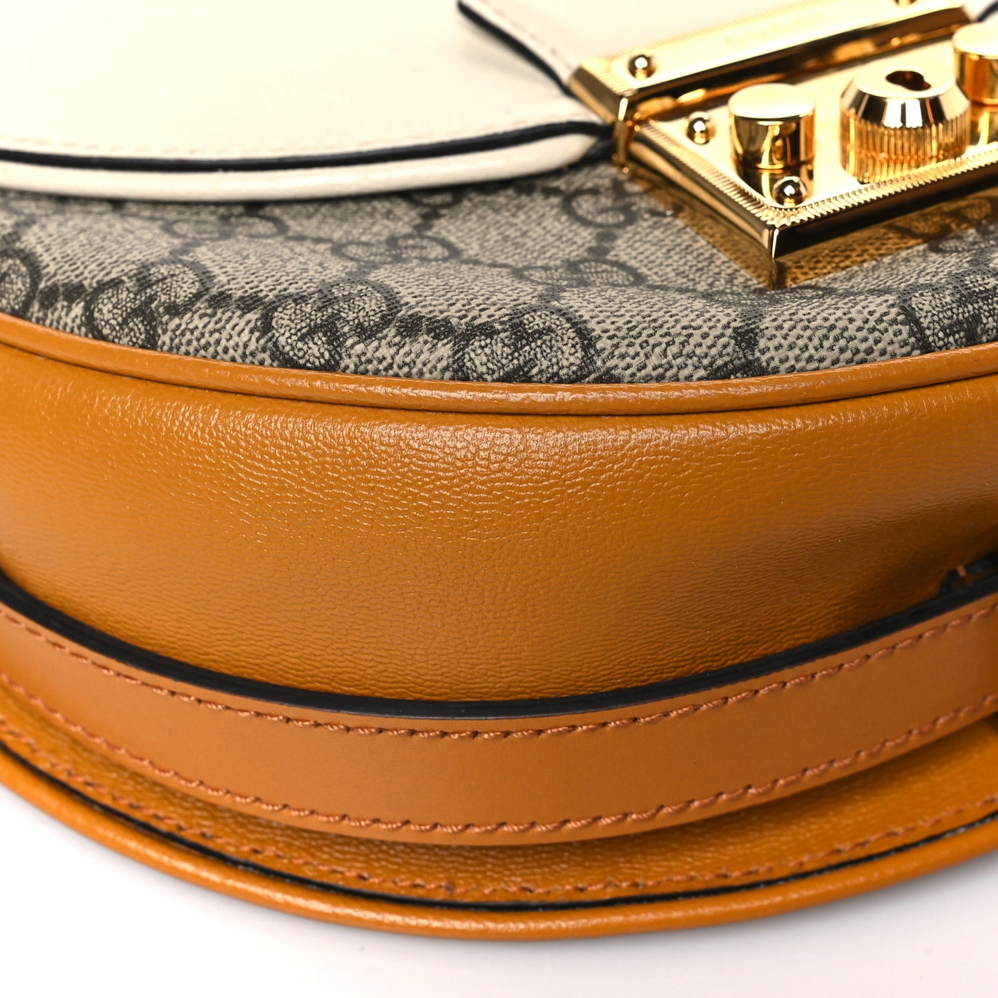 GG Supreme Monogram Calfskin Small Padlock Messenger Shoulder Bag Beige Mystic White Sun Oil