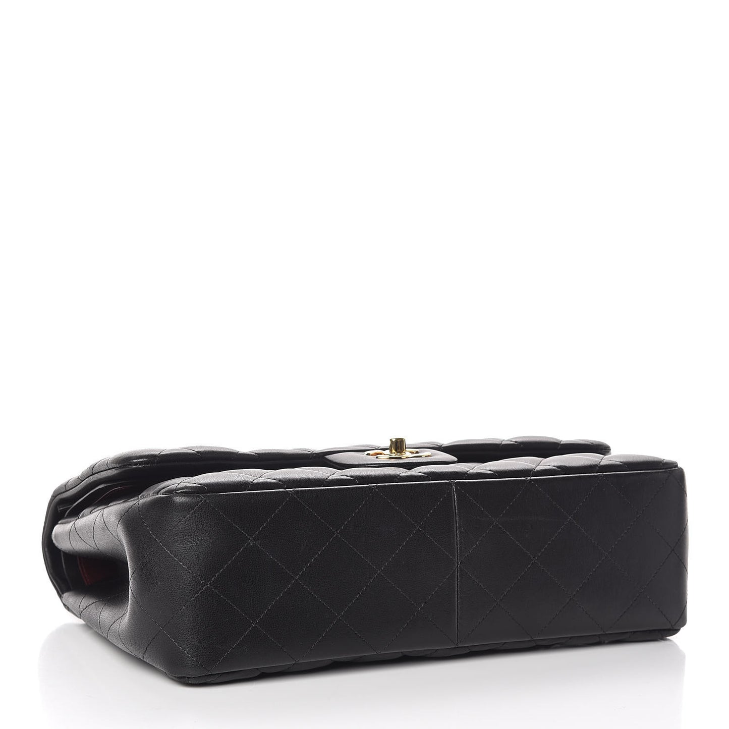 Lambskin Quilted Jumbo Double Flap Black