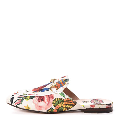 Gucci Canvas Garden Print Princetown Slippers 38 Ivory Multicolor 1 of 14