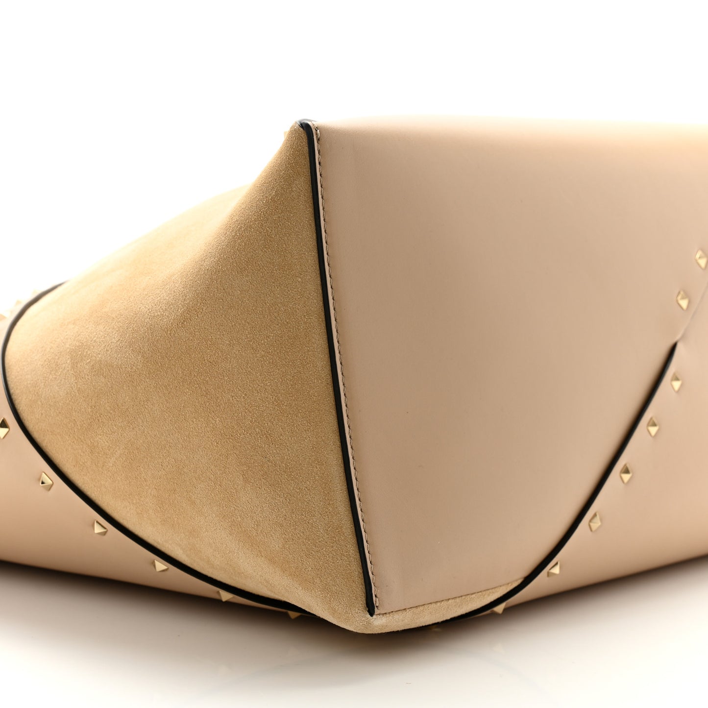 Calfskin Suede Rockstud Wispy Tote Sabbia