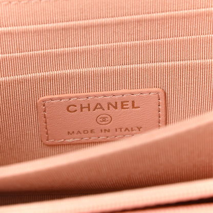 Chanel Lambskin Quilted Mini Wallet On Chain WOC Light Pink 6 of 11