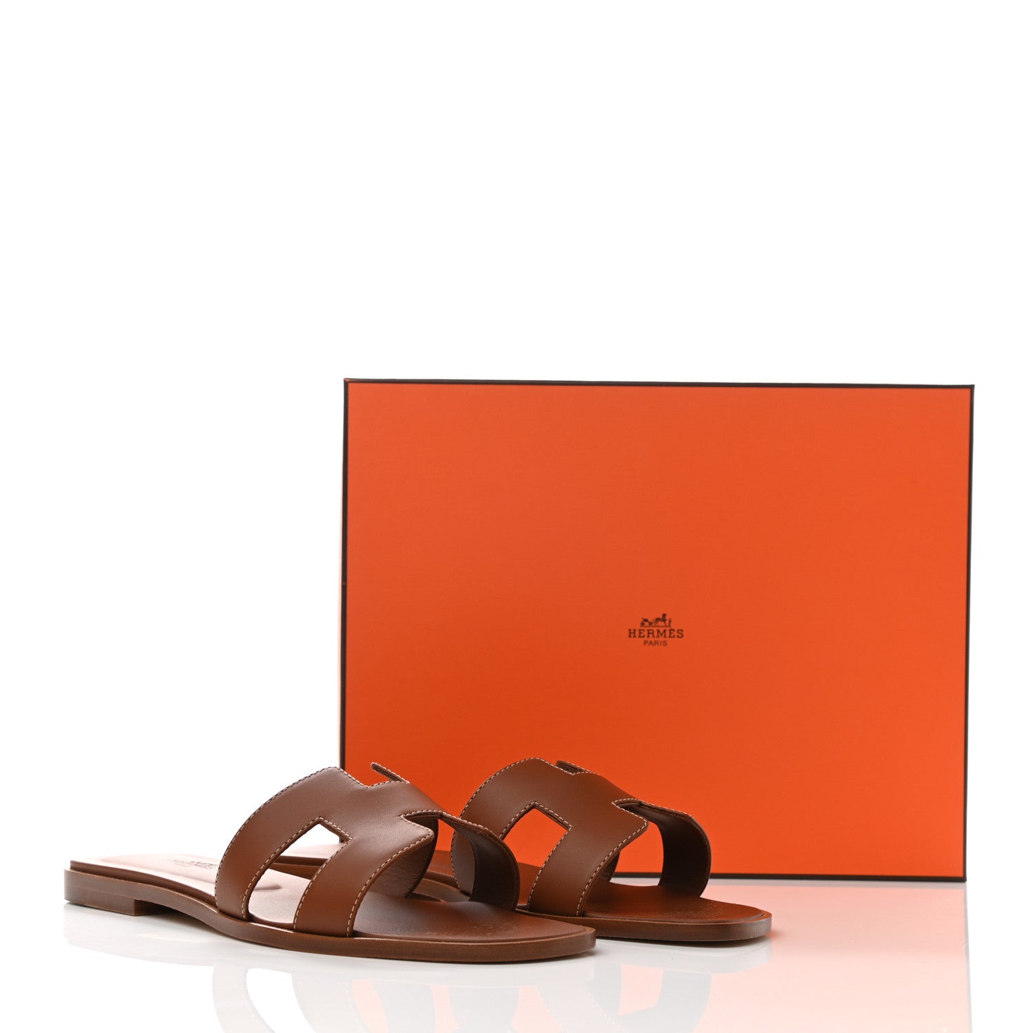 Hermes Box Calfskin Oran Sandals 38.5 Gold 10 of 10