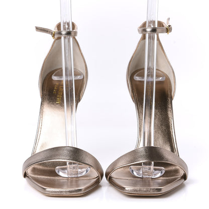 Saint Laurent Metallic Calfskin Amber 105 Ankle Strap Sandals 40 Blush 2 of 10