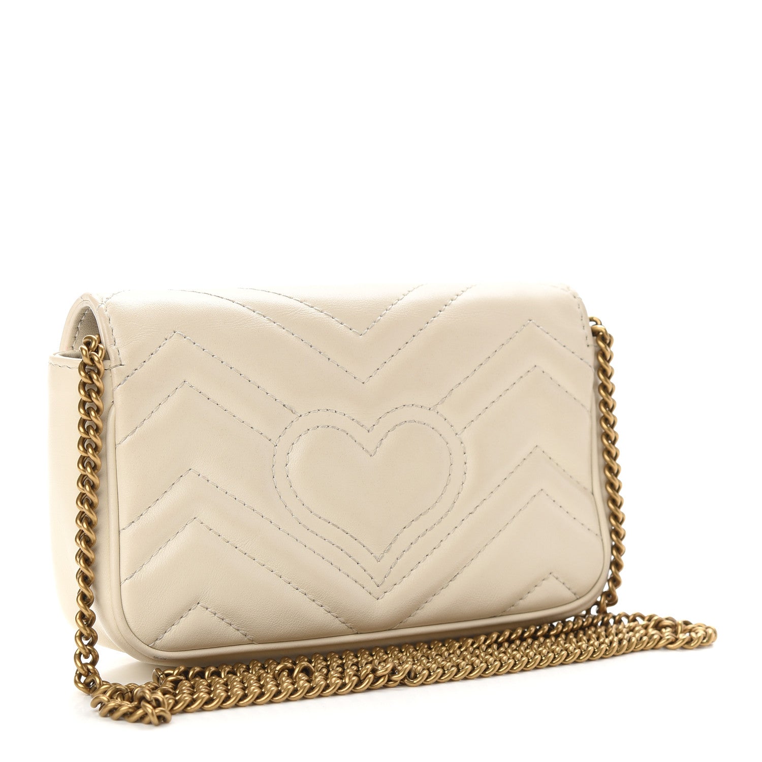 Gucci Calfskin Matelasse Super Mini GG Marmont Shoulder Bag White 3 of 10