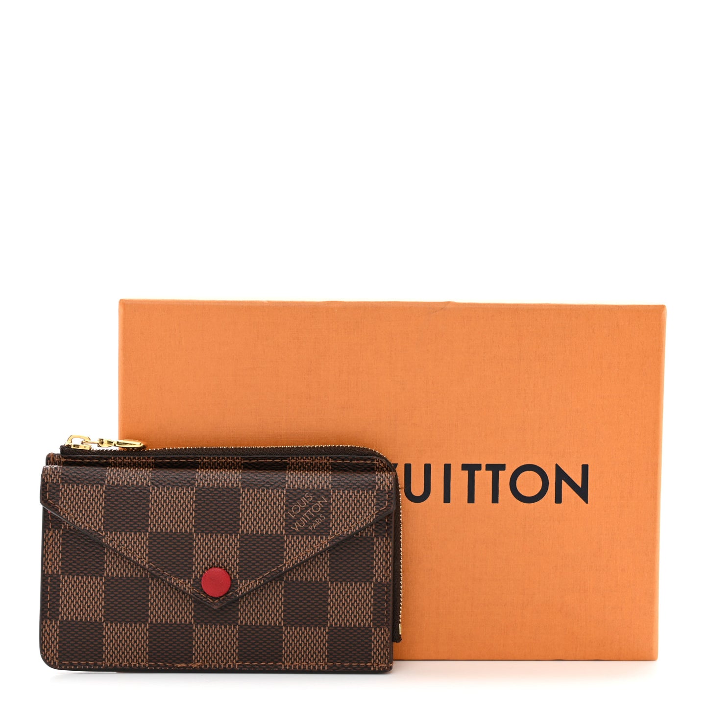 Damier Ebene Recto Verso Card Holder Red
