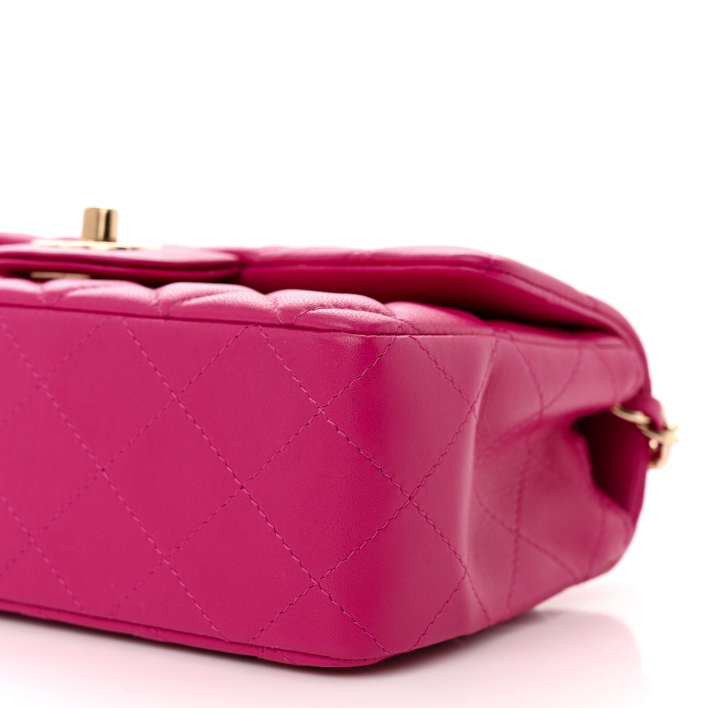 Lambskin Quilted Mini Rectangular Flap Fuchsia
